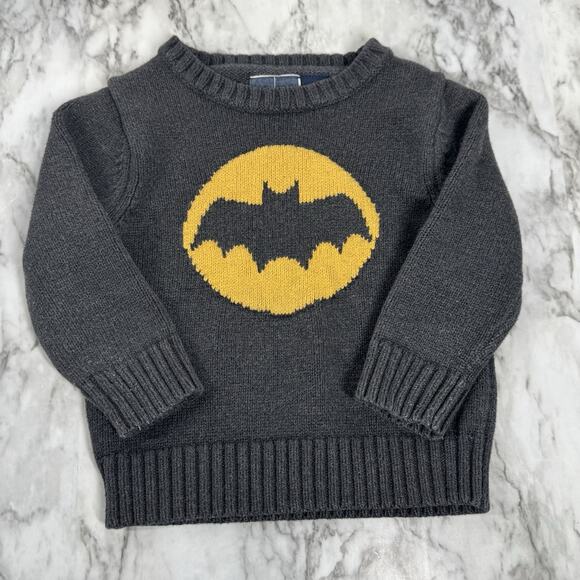 Junk Food baby Gap Toddler Boy 2T Batman Gray Sweater Superhero Dark Night DC - Picture 1 of 4